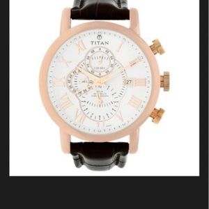 Titan white dial leather watch